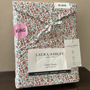Laura Ashley King Sheet Set Cotton Percale New Floral Etoile